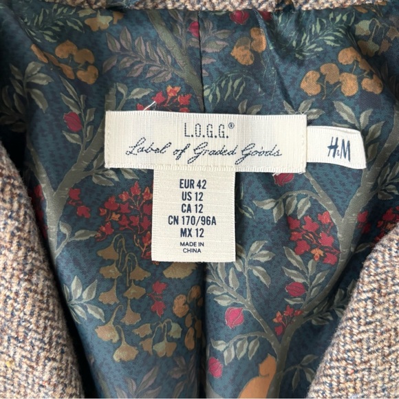 H&M Brown Tweed Blazer with Elbow Patches - Picture 3 of 8